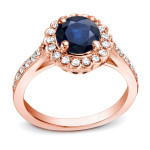 1ct Blue Sapphire & 1/3ct TDW Diamond Halo Engagement Ring in Yaffie Gold