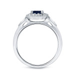 Sparkling Blue Sapphire Diamond Engagement Ring