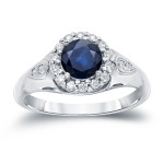 Sparkling Blue Sapphire Diamond Engagement Ring