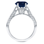 Golden Love: Blue Sapphire & Diamond Engagement Ring (1ct & 1/4ct TDW) by Yaffie