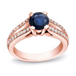 Gold and Sapphire Ring with Diamond Accents for Engagements - Yaffie