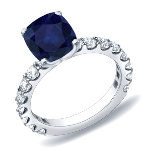 Engage in Elegance with Yaffie Gold: Blue Sapphire & Diamond Ring 2ct Total Weight