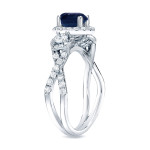 Blue Sapphire & Diamond Engagement Ring with 1ct of Each - Yaffie Gold