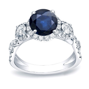 Blue Sapphire & Diamond Engagement Ring with 1ct of Each - Yaffie Gold