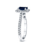 Blue Sapphire & Diamond Halo Engagement Ring with Yaffie Gold - 1ct & 2/5ct TDW.