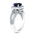 1 Carat Blue Sapphire & 0.75 Carat Diamond Yaffie Gold Engagement Ring
