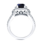 1 Carat Blue Sapphire & 0.75 Carat Diamond Yaffie Gold Engagement Ring