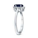 Blue Sapphire and Diamond Halo Engagement Ring by Yaffie Gold - 1ct Oval Cut Center Stone with 1/8ct Total Diamond Weight.
