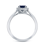 Blue Sapphire and Diamond Halo Engagement Ring by Yaffie Gold - 1ct Oval Cut Center Stone with 1/8ct Total Diamond Weight.