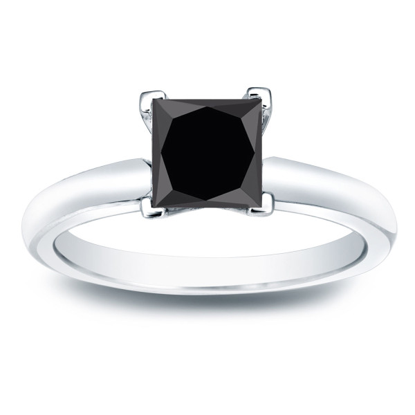 Custom Black Diamond Engagement Ring: 1ct Princess Cut Solitaire by Yaffie ™ in Gold