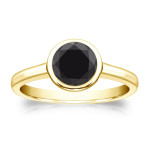 Yaffie ™ Customised Gold Round Solitaire Ring with Black Diamond of 1 Carat for Engagement