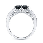 Yaffie ™ Bespoke 2-Stone Round Cut Black Diamond Engagement Ring with 1ct TDW in Lustrous Gold