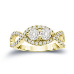Golden Yaffie Braided Engagement Ring with 2 Sparkling Round Diamonds (1ct TDW)