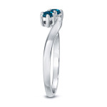Blue Diamond Engagement Ring by Yaffie Gold with 1 Carat Total Weight and 2 Round-Cut Stones