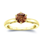 Say Yes to this Stunning Yaffie Gold Brown Diamond Solitaire Ring
