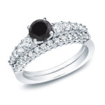 Yaffie™ Custom Black Diamond Bridal Ring Set - 1ct TDW in Gold