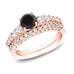 Yaffie™ Custom Black Diamond Bridal Ring Set - 1ct TDW in Gold