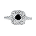 Yaffie ™ Handmade Black Round Diamond Double Halo Engagement Ring with 1ct Total Diamond Weight in Gold