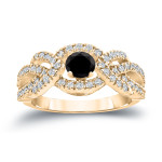 Yaffie ™ Custom-designed 1-carat TDW Black and White Diamond Engagement Ring in Gold
