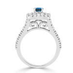 Double the Halo, Double the Love: Blue Round Diamond 1ct TDW Engagement Ring by Yaffie Gold.