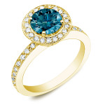 Blue Halo Diamond Engagement Ring with 1ct TDW by Yaffie Gold
