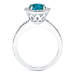 Blue Halo Diamond Engagement Ring with 1ct TDW by Yaffie Gold