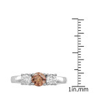 Brown Round 3-stone Diamond Ring with 1ct TDW - Yaffie Gold