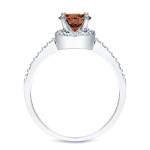 Gold Yaffie Bridal Ring Set with 1 Carat Brown Round Diamond