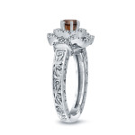 Engagement Ring with Brown Round Diamond - Yaffie Gold, 1ct TDW