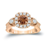 Fall in Love with Yaffie Gold Brown Diamond Halo Ring