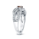 Golden Beauty: 1ct TDW Engaging Ring with Brown and White Diamonds by Yaffie