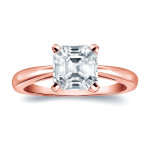 Certified Asscher-Cut Solitaire Ring with Yaffie Gold and 1ct TDW Diamond