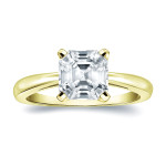 Certified Asscher-Cut Solitaire Ring with Yaffie Gold and 1ct TDW Diamond