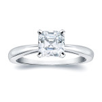 Certified 1ct TDW Assher-Cut Diamond Solitaire Engagement Ring - Yaffie Gold