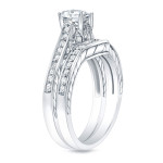 Certified 1ct TDW Diamond Bridal Set with Curved Gold Band by Yaffie