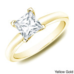 Certified Princess Diamond Solitaire Ring - Yaffie Gold, 1ct TDW