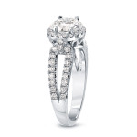 Certified Round Cut Diamond Halo Engagement Ring with 1ct TDW by Yaffie Gold