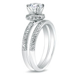 Certified Round Diamond Bridal Ring Set with Yaffie Gold 1 Carat Total Weight
