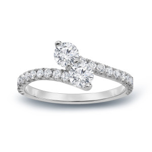 Golden Yaffie Engagement Ring featuring 1ct TDW Diamonds in a 3-Prong 2-Stone Setting