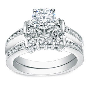 Gold 1ct TDW Diamond 5-stone Engagement Ring Set - Custom Made By Yaffie™