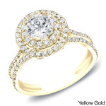 Double the dazzle with Yaffie Gold Diamond Double Halo Engagement Ring, featuring a breathtaking 1ct TDW center stone.