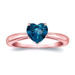 Blue Diamond Heart Solitaire Engagement Ring by Yaffie Gold (1ct TDW)