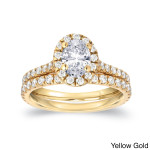 Exquisite 1ct Oval Diamond Halo Bridal Set
