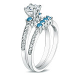 Blue Diamond Bridal Ring Set with 1ct TDW by Yaffie Gold