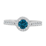 Engage with elegance in Yaffie 1ct Round Blue Diamond Halo Ring.