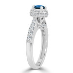 Engage with elegance in Yaffie 1ct Round Blue Diamond Halo Ring.