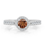 Engage in Style with Yaffie Gold 1ct Brown Diamond Halo Ring