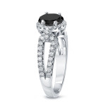 Yaffie™ Custom 1ct TDW Black Diamond Halo Engagement Ring with Round Cut Gold Band