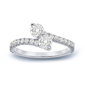 Golden Yaffie 1ct Round Cut Diamond 3-Prong, 2-Stone Engagement Ring.