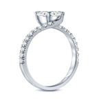 Golden Yaffie 1ct Round Diamond 2-Stone Engagement Ring with 4-Prong